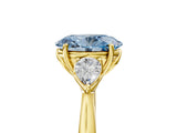 Yellow gold Three-Stone Fancy Blue Oval Cut Brilliant Diamond Solitaire Ring with Tapered Band and Four-Prong Setting_17