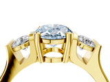 Yellow gold Three-Stone Fancy Blue Oval Cut Cut Classic Band Prong Setting Ring_4