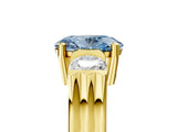 Yellow gold Three-Stone Fancy Blue Oval Cut Cut Classic Band Prong Setting Ring_5