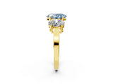 Yellow gold Three-Stone Fancy Blue Oval Cut Cut Diamond Engagement Ring with Flat Band and Four-Prong Setting_14