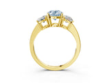 Yellow gold Three-Stone Fancy Blue Oval Cut Cut Diamond Engagement Ring with Flat Band and Four-Prong Setting_3