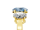 Yellow gold Three-Stone Fancy Blue Oval Cut Cut Diamond Engagement Ring with Flat Band and Four-Prong Setting_5