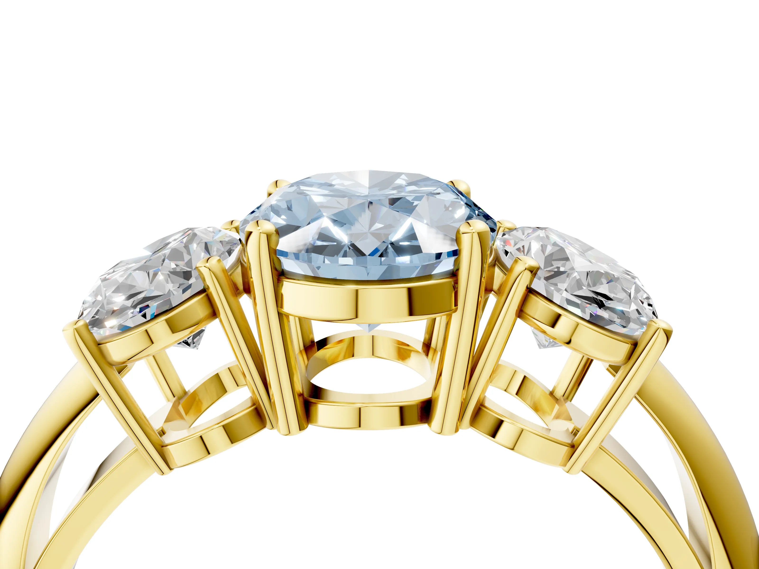 Yellow gold Three-Stone Fancy Blue Oval Cut Cut Diamond Engagement Ring with Prong Setting on a White Gold Band_40