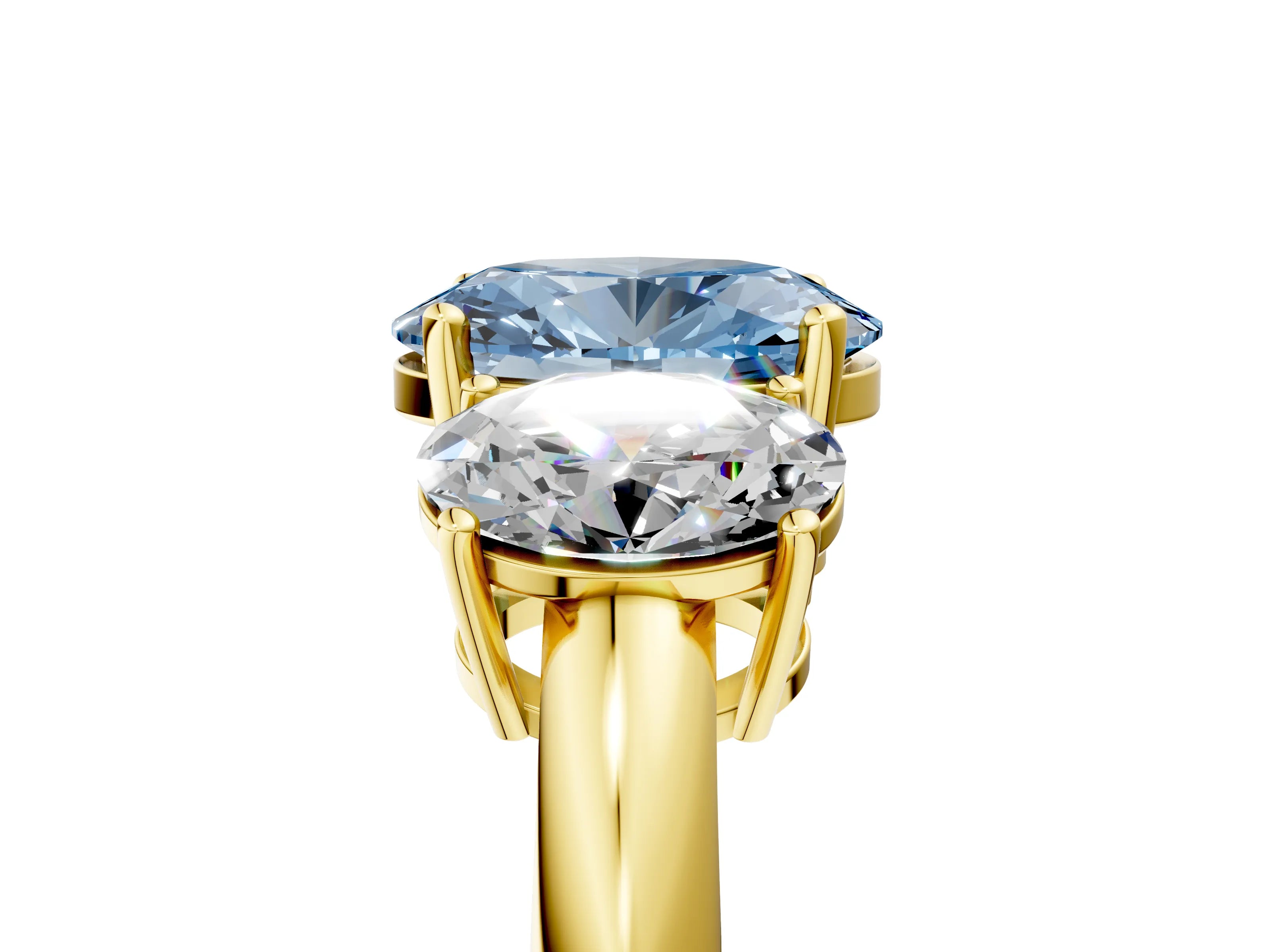 Yellow gold Three-Stone Fancy Blue Oval Cut Cut Diamond Engagement Ring with Prong Setting on a White Gold Band_41