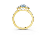 Yellow gold Three-Stone Fancy Blue Oval Cut Cut Diamond Pavé Band with Prong Setting_18