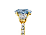 Yellow gold Three-Stone Fancy Blue Oval Cut Cut Diamond Pavé Band with Prong Setting_20