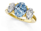 Yellow gold Three-Stone Fancy Blue Oval Cut Cut Diamond Ring with Channel Set Band and Four-Prong Setting_25