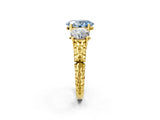 Yellow gold Three-Stone Fancy Blue Oval Cut Cut Diamond Ring with Channel-Set Band and Prong Setting_2