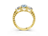 Yellow gold Three-Stone Fancy Blue Oval Cut Cut Diamond Ring with Channel-Set Band and Prong Setting_3