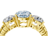 Yellow gold Three-Stone Fancy Blue Oval Cut Cut Diamond Ring with Channel-Set Band and Prong Setting_4