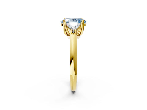 Yellow gold Three-Stone Fancy Blue Oval Cut Cut Diamond Ring with Trillion Side Stones and Four-Prong Setting_5