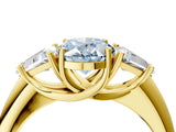 Yellow gold Three-Stone Fancy Blue Oval Cut Cut Diamond Ring with Trillion Side Stones and Four-Prong Setting_7