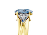 Yellow gold Three-Stone Fancy Blue Oval Cut Cut Diamond Ring with Trillion Side Stones on a Split Shank Band_5