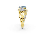Yellow gold Three-Stone Fancy Blue Oval Cut Cut Diamond Split Shank Prong Set Ring_2