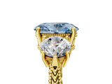 Yellow gold Three-Stone Fancy Blue Oval Cut Cut Milgrain Band Prong Setting Ring_5