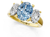 Yellow gold Three-Stone Fancy Blue Oval Cut Cut Solitaire Ring with Classic Prong Setting_1