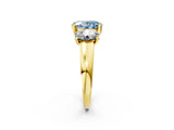Yellow gold Three-Stone Fancy Blue Oval Cut Cut Solitaire Ring with Classic Prong Setting_2