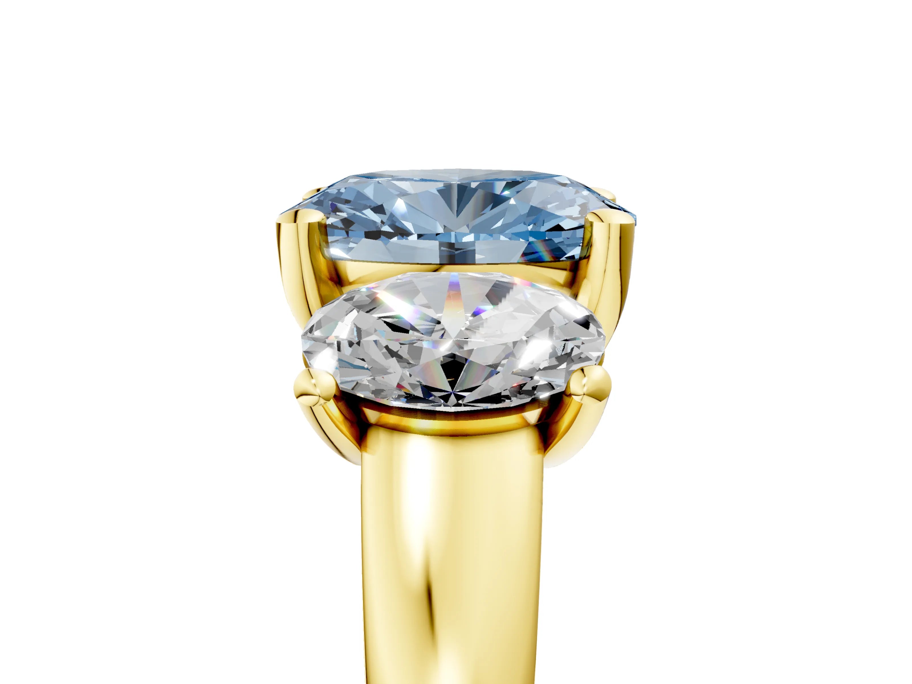 Yellow gold Three-Stone Fancy Blue Oval Cut Cut Solitaire Ring with Classic Prong Setting_5