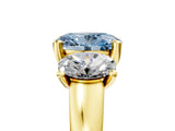 Yellow gold Three-Stone Fancy Blue Oval Cut Cut Solitaire Ring with Classic Prong Setting_5