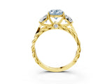 Yellow gold Three-Stone Fancy Blue Oval Cut Diamond Braided Band Ring with Four-Prong Setting_43