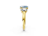 Yellow gold Three-Stone Fancy Blue Oval Cut Diamond Engagement Ring with Prong Setting_5