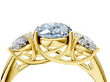 Yellow gold Three-Stone Fancy Blue Oval Cut Diamond Engagement Ring with Prong Setting_7