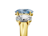Yellow gold Three-Stone Fancy Blue Oval Cut Diamond Engagement Ring with Prong Setting_8