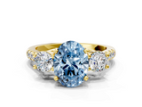 Yellow gold Three-Stone Fancy Blue Oval  Cut Diamond Pavé Band with Four-Prong Setting_28