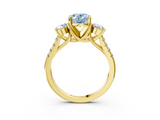 Yellow gold Three-Stone Fancy Blue Oval  Cut Diamond Pavé Band with Four-Prong Setting_31