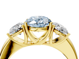 Yellow gold Three-Stone Fancy Blue Oval  Cut Diamond Ring with Channel-Set Band and Four-Prong Setting_73