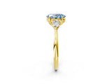 Yellow gold Three-Stone Fancy Blue Oval Cut Diamond Ring with Pear  Side Stones in Four-Prong Setting_38