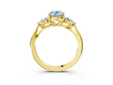 Yellow gold Three-Stone Fancy Blue Oval Cut Diamond Ring with Pear  Side Stones in Four-Prong Setting_39