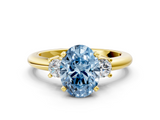 Yellow gold Three-Stone Fancy Blue Oval  Cut Diamond Solitaire with Prong Setting and Classic Band_59