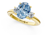Yellow gold Three-Stone Fancy Blue Oval  Cut Diamond Solitaire with Prong Setting and Classic Band_60