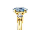 Yellow gold Three-Stone Fancy Blue Oval  Cut Diamond Solitaire with Prong Setting and Classic Band_64