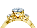 Yellow gold Three-Stone Fancy Blue Oval  Cut Diamond Twist Band with Prong Setting_38