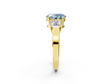 Yellow gold Three-Stone Fancy Blue Oval  Cut Solitaire Ring with Prong Setting_5