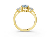 Yellow gold Three-Stone Fancy Blue Oval  Cut Solitaire Ring with Prong Setting_6