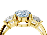 Yellow gold Three-Stone Fancy Blue Oval  Cut Solitaire Ring with Prong Setting_7