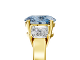 Yellow gold Three-Stone Fancy Blue Oval  Cut Solitaire Ring with Prong Setting_8