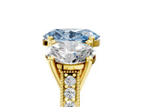 Yellow gold Three-Stone Fancy Blue Oval  Diamond Milgrain Pave Band with Prong Setting 5