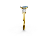 Yellow gold Three-Stone Fancy Blue Oval  Diamond Ring with Pear Side Stones in Four-Prong Setting_26