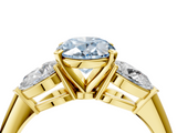 Yellow gold Three-Stone Fancy Blue Oval  Diamond Ring with Pear Side Stones in Four-Prong Setting_28