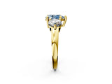 Yellow gold Three-Stone Fancy Blue Pear  Brilliant Cut Solitaire Ring with Prong Setting on a Classic Band 2
