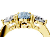 Yellow gold Three-Stone Fancy Blue Pear  Brilliant Cut Solitaire Ring with Prong Setting on a Classic Band 4
