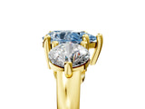 Yellow gold Three-Stone Fancy Blue Pear  Brilliant Cut Solitaire Ring with Prong Setting on a Classic Band 5