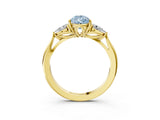 Yellow gold Three-Stone Fancy Blue Pear Cut Brilliant Diamond Solitaire Ring with Tapered Band and Four-Prong Setting_9