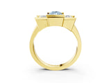 Yellow gold Three Stone Fancy Blue Pear Cut Cut Channel Set Diamond Ring_3