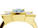 Yellow gold Three Stone Fancy Blue Pear Cut Cut Channel Set Diamond Ring_4