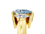 Yellow gold Three Stone Fancy Blue Pear Cut Cut Channel Set Diamond Ring_5